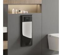 Orinatoio a parete per uomo con scarico, orinatoio notturno antitrabocco per uomo, orinatoio per bagno pubblico, design ultrasottile, sensore di acqua, adatto per bagni e hotel(Black)