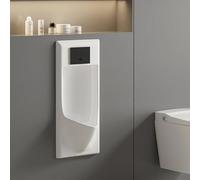 Orinatoio a parete per uomo con scarico, orinatoio notturno antitrabocco per uomo, orinatoio per bagno pubblico, design ultrasottile, sensore di acqua, adatto per bagni e hotel(White)