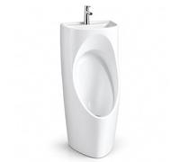 Orinatoio a Pavimento in Ceramica per Uomo, Modello 2 in 1 con Lavabo | Rubinetto Acqua Fredda e Scarico a Pavimento per Casa, Garage e Bagni Pubblici(white)