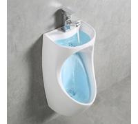 Orinatoio ceramica con lavabo rubinetto, antischizzi uomo. A parete, bagno, hotel, esterno
