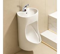 Orinatoio da Parete per Uomo con Lavabo e Rubinetto, Design Antischizzo | Lavabo 2 in 1 Salvaspazio con Scarico a Parete o a Pavimento(Sensor Flush with Sensor Faucet)
