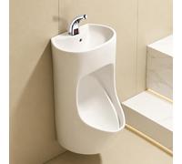Orinatoio da Parete per Uomo con Lavabo e Rubinetto, Design Antischizzo | Lavabo 2 in 1 Salvaspazio con Scarico a Parete o a Pavimento(Sensor Faucet)