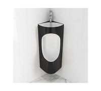 Orinatoio, da uomo, Combinazione Angolare 2-in-1 con Lavabo e Orinatoio, Orinatoio in Ceramica a Parete con Rubinetto Acqua Calda e Fredda, Ideale per Bagni, Uffici e Ristoranti(Black)
