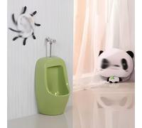 Orinatoio For Bambini Con Valvola Di Scarico A Spinta,Orinatoio In Ceramica Da Pavimento,Facile Da Installare,Antiodore E Antispruzzo,Adatto For Asili E Famiglie(Green)