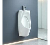 Orinatoio in Ceramica con Rubinetto, Lavabo 2-in-1 Sospeso o a Terra