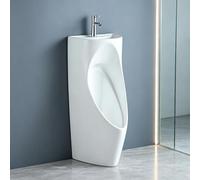 Orinatoio in Ceramica con Rubinetto, Lavabo 2-in-1 Sospeso o a Terra