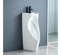 Orinatoio in Ceramica con Rubinetto, Lavabo 2-in-1 Sospeso o a Terra