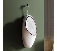 Orinatoio in ceramica da uomo, a parete, con sciacquone manuale/sensore, ideale per uso domestico e commerciale, design salvaspazio bianco