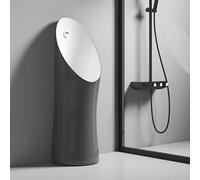 Orinatoio in ceramica moderno per uomo con scarico automatico caratteristiche antiodore, dimensioni compatte per spazi limitati,cliniche e centri fitness(Gray+White)