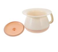 Orinatoio Portatile in PP con Coperchio, Secchio da Notte | Uso Domestico Accanto al Letto, Base Piatta Antiscivolo, Bordi Lisci e Rotondi, Colore Caffè