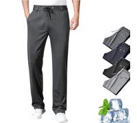 Orinbloom Pantaloni casual leggeri, Airflexion Pull On Ice Silk Comfort Everyday Pantaloni elasticizzati, per uomini sopra i 50 anni, Grigio scuro, 6XL