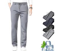 Orinbloom Pantaloni casual leggeri, Airflexion Pull On Ice Silk Comfort Everyday Pantaloni elasticizzati, per uomini sopra i 50 anni, Grigio chiaro, 8XL