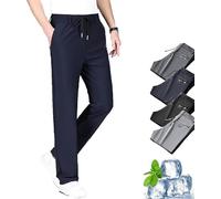 Orinbloom Pantaloni casual leggeri, Airflexion Pull On Ice Silk Comfort Everyday Pantaloni elasticizzati, per uomini sopra i 50 anni, Blu, 4XL