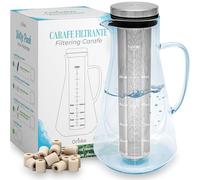 ORINKO Kit di purificazione dell'acqua: perle di ceramica e caraffa filtrante in vetro, 15 perline di ceramica con caraffa da 1,6 l, purificazione dell'acqua in caraffa