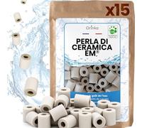 orinko® Perle di Ceramica EM Grigie x15 - Filtrazione Naturale per Acqua Rubinetto - Anticalcare per Elettrodomestici e Vasi Piante - Durata 10 Anni - Microorganismi Efficaci senza Plastica