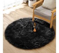 ORINOVA Tappeto Peloso Nero Rotondo 120 cm Camera da Letto Scendiletto Rug Tappeti Morbido Lavabile in Lavatrice Moderno Salotto