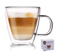Orion - Bicchiere da tè a doppia parete in vetro termico per caffè, latte, cappuccino, 180 ml