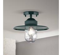 ORION Edward plafoniera da esterno, verde, Ø 27,5 cm, alluminio/vetro Orion