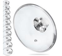 ORION Glasdeckel Pfannendeckel 22 cm topfdeckel universaldeckel mit Edelstahlring für Topf/Pfanne 200°C hitzebeständiges Glas Ø 14, 16, 18, 20, 22, 24, 26, 28, 30 cm (22 cm)