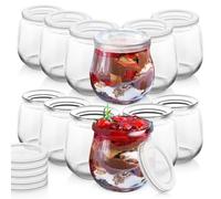 orion group Bicchiere per yogurt, da dessert, in vetro, con coperchio, 130 ml, 12 pezzi.