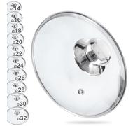 orion group - Coperchio in vetro con anello in acciaio inox per pentola e padella - Coperchio per pentola - Vetro resistente al calore 200°C - Coperchio universale - Pan lid - Ø 16 cm