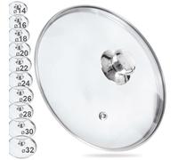 orion group Coperchio universale, diametro 32 cm, coperchio per pentole e padelle, in vetro resistente al calore fino a 200 °C, coperchio per pentole con valvola per il vapore e bordo in acciaio inox