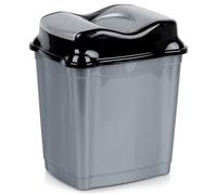 orion group Pattumiera in plastica grigia, 16 l, con coperchio basculante, per cucina, bagno e ufficio, cestino compatto con coperchio, 29 x 23 x 40 cm