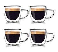 ORION GROUP Set di 4 Bicchieri Termici da caffè in Vetro a Doppia Parete per caffè Espresso Cappuccino, 110 ml