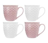 orion group Tazza in ceramica, tazza da tè con rosa e bianco | Set con manico a forma di cuore, 4 x 580 ml
