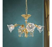 ORION Lampada a sospensione La Boheme, oro, a 4 luci, cristallo LU 2392/4 gold/479 Schliff