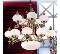 ORION Lampadario Delia, colore ottone Ø 100 cm, 16 luci, vetro Orion