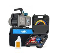 Orion Motor Tech 3.5 cfm Pompa Vuoto per Condizionatori con Set Manometro 186W Pompa per Vuoto con 3 Adattatori per Tubi Flessibili e Accessori per R134a R12 R22 R502 Pompa Vuoto A/C per Sistemi HVAC