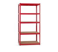 ORION91ufficiale ® - Scaffale in Metallo Rosso, Modulare 180x90x40cm in Acciaio e MDF Anti-Umidità, per Casa, Ripostiglio, Garage, 5 Ripiani Regolabili, Portata Massima 1750Kg - spaziOrion91