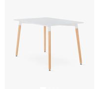 ORION91ufficiale ® - Tavolo rettangolare, colore bianco e legno naturale (120x80x75 cm), stile nordico, sala da pranzo-ufficio-lavoro da remoto-cucina-soggiorno - spaziOrion91