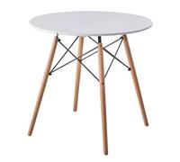 ORION91ufficiale ® - Tavolo Rotondo (Ø80 x 75 cm) Bianco con 4 Gambe in Legno di Faggio Rotondo, Stile Nordico, Bar, Ristorante, Hotel, Sala da Pranzo, Soggiorno, Cucina, Lavoro da Remoto, Ufficio -