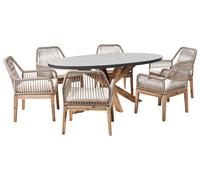ORISTANO 6 posti Set da pranzo da giardino Beige Cemento con cuscini