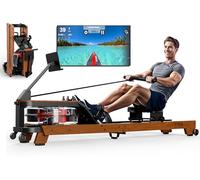 Orisyn Vogatore per casa in legno di quercia - vogatore ad acqua pieghevole con supporto per tablet più grande, vogatori compatibili con app, portata 180 kg, misura utente fino a 200 cm