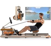 ORISYN Vogatore per la casa pieghevole: vogatore Bluetooth acqua con supporto regolabile - 98% rematori pieghevoli premontati, portata 160 kg (crema)