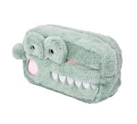 Orivin Grazioso astuccio portapenne in peluche a forma di coccodrillo, verde, 20 x 7 x 11 cm, in tessuto morbido, organizer per cancelleria.