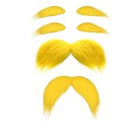 Orivin Set di 2 barba gialla per costume - Baffi e sopracciglia adesivi per travestimenti, feste e cosplay di Lorax
