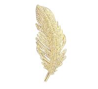Orivin Spilla con piume alla moda, spille per donne nel Regno Unito, spille con piume delicate, eleganti spille di cristallo, accessori per abbigliamento per abiti, maglioni (oro)