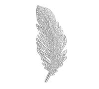 Orivin Spilla di piume alla moda, spille per donne nel Regno Unito, spille di piume delicate, eleganti spille di cristallo, accessori per abbigliamento per abiti, maglioni (argento)