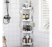 Oriware Porta Sapone per Doccia, Mensola Doccia Senza Foratura, Scaffale Angolare da Terra, Scaffale Bagno (Bianco, 4 Tier)
