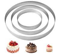 Orixo 3 Pezzi Anello Microforato Crostata Ø 10/15/20 cm, Stampo Microforato per Crostate, Anello per Torte in Acciaio Inox 304, Stampo Crostata, Alti 2 cm, per Pasticcini, Torte Mousse, Muffin