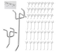 Orixo 50 Pezzi Ganci per Pannelli Forati, Ganci per Pannello Forato, Pannello Portautensili In Metallo a 3 Fori, Metallo Pegboard Hooks per Scaffali Di Supermercati, Negozi Di Ferramenta 10+5Cm