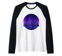 orizzonte della città di vaporwave Maglia con Maniche Raglan