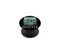 Orizzonte di Seattle, Washington Space Needle, arte retrò PopSockets PopGrip Adesivo