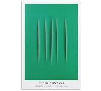 Orjdjz Wxkbl Famoso Lucio Fontana Poster Verde Graffi Arte Della Parete Lucio Fontana Stampe Lucio Fontana Pittura Su Tela per Home Decor Quadro 40x55cm Senza Cornice