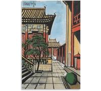 Orjdjz Wxkbl Illustrazione murale Bernard Buffet《Le Temple Des Lamas》Quadro su tela Poster Bernard Buffet Stampe astratte Retro per l'arredamento casa, quadro 40x50cm senza cornice