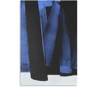 Orjdjz Wxkbl Pierre Soulages Poster《Nero Blu》Arte della parete Pierre Soulages Stampe Pittura su tela astratta Immagine retrò per l'arredamento del soggiorno 40x55cm senza cornice